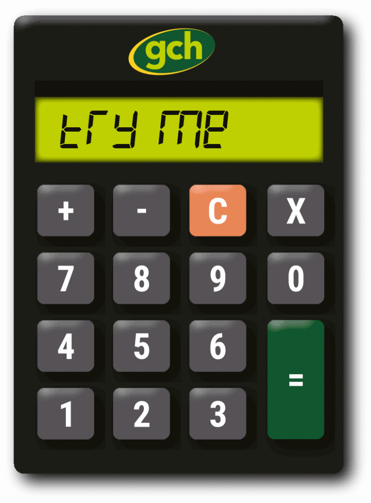 Calculator branded with GCH and says Try Me in the window