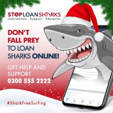 An Image of a shark saying "Don't fall prey to loan sharks online"