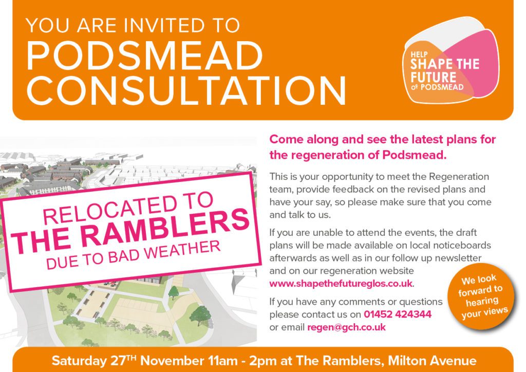 Invite to Regeneration Event moved to Ramblers due to bad weather