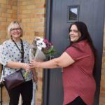 Residents at Meadowleaze receiving flowers