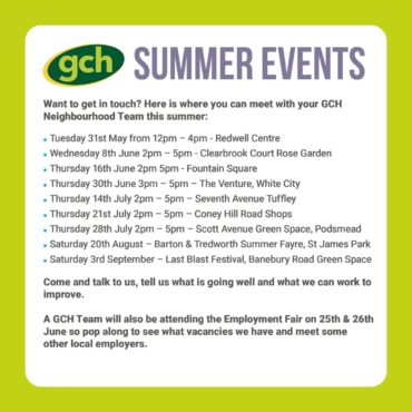 Image advertising GCH Summer Events in and around Gloucester