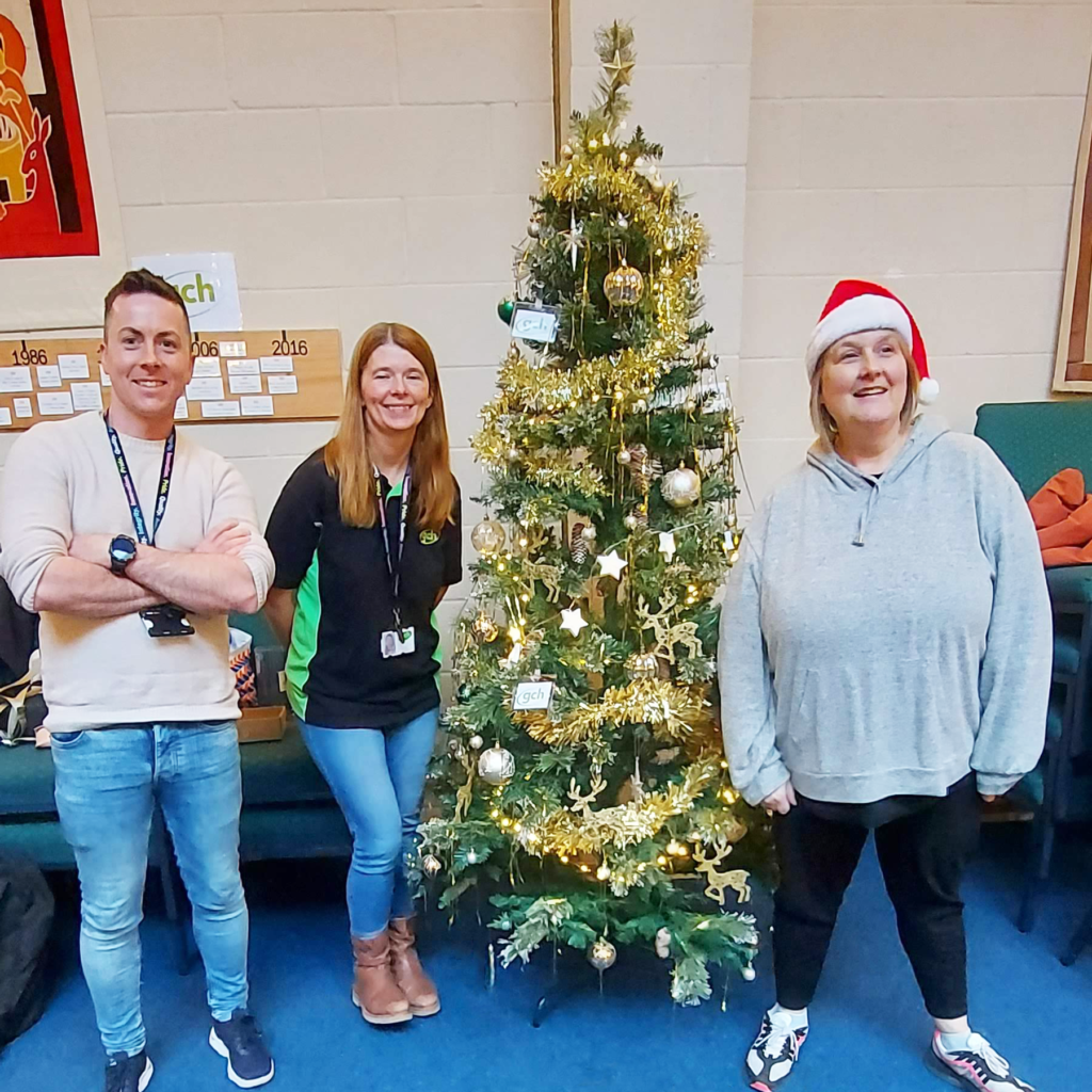 Lee Bessell, Iona Lennon and Mandi Holt at Matson Community Christmas Tree Festival, Gloucester 2022