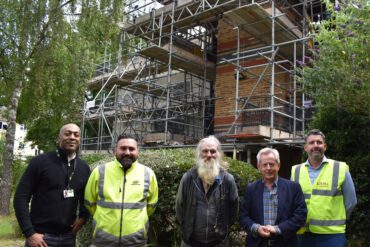 Michael Hill (GCH), Robert Panou (GCH), Mr Stephens, Gloucester MP Richard Graham and Carl Yale (GCH's contractor Lovell)