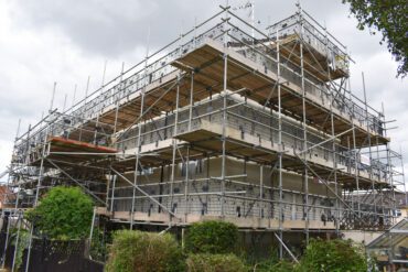 scaffolding around a block of flats