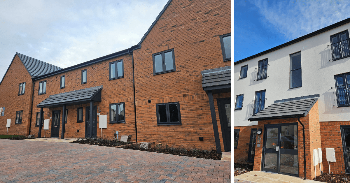Outside views of the houses and flats on The Robinswood development