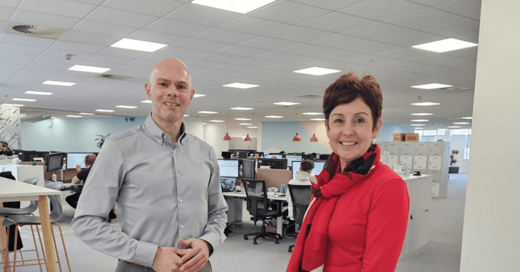 Photo of Guy Stenson and Maria Bond standing in the GCH offices.