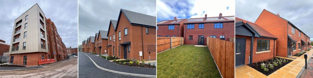 collage of four new GCH developments in Northgate, Hartpury and Brockworth