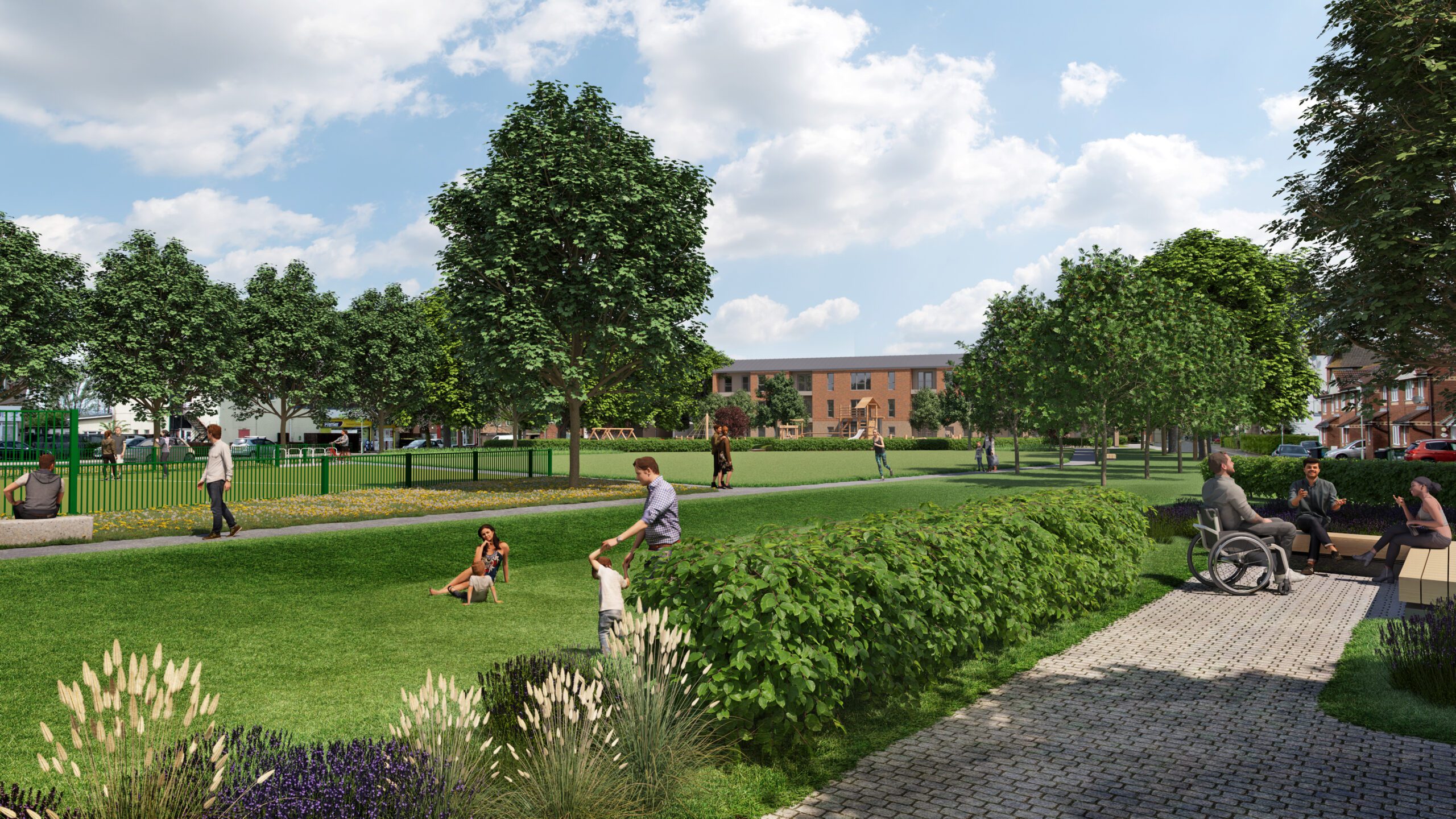 Artist's impression of enhanced recreational space in Podsmead