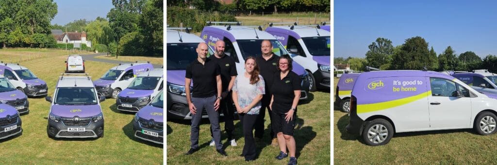 New GCH vehicle livery with colleagues and customer